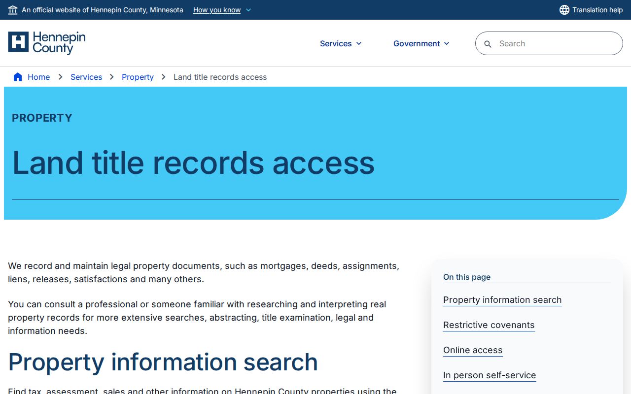 Edina previous residents Hennepin County title record access