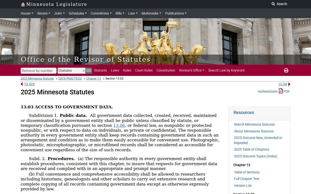 Edina residents directory Minnesota public data practices law