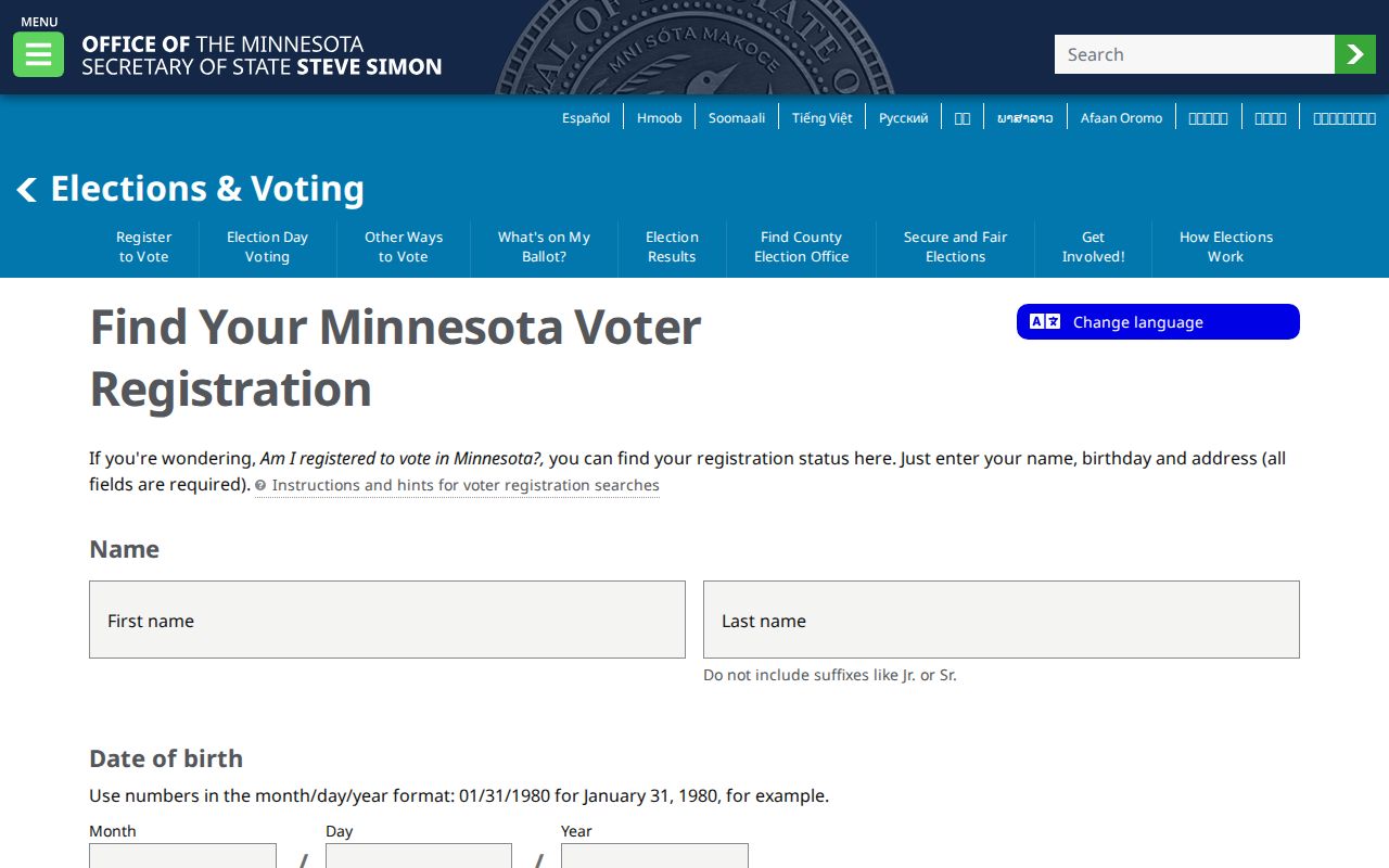 Edina residents directory Minnesota voter status search fields